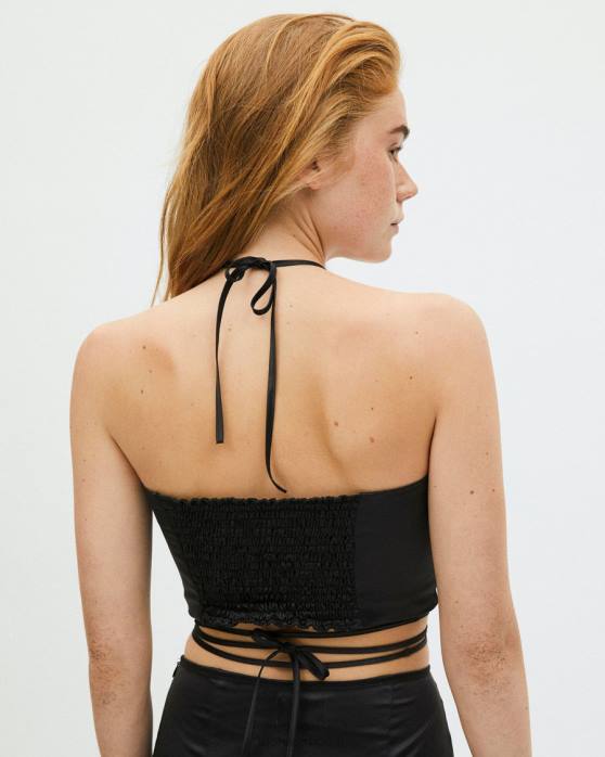 femmes noir P64N961 Alohas twirl - haut en satin noir