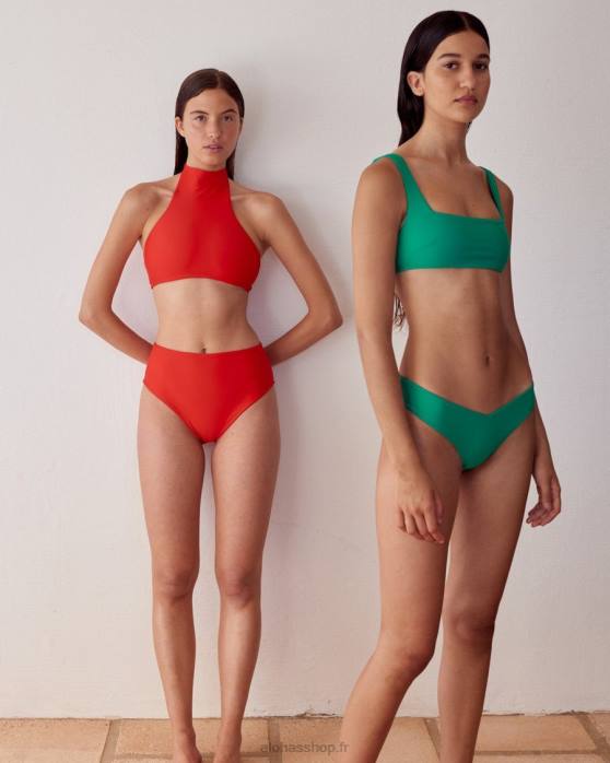 femmes rouge P64N937 Alohas le haut - bas de bikini en éconyl rouge
