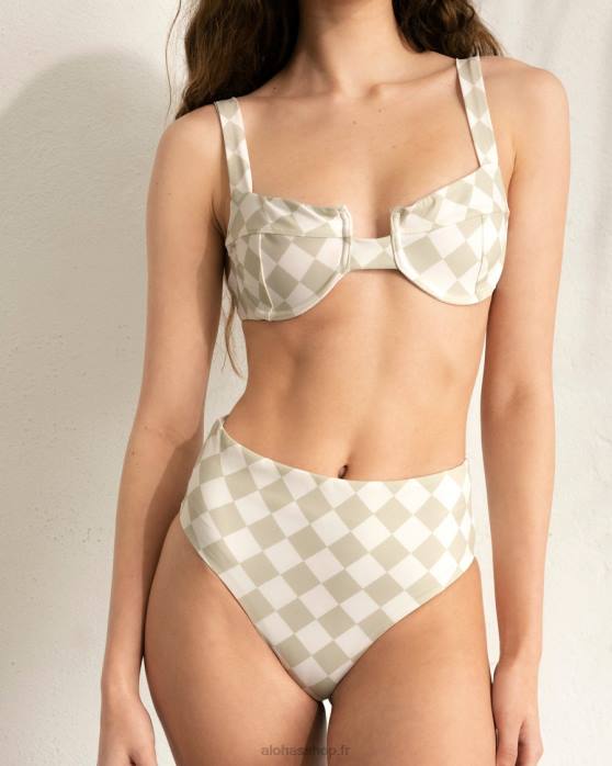 femmes scacchi céleri vert P64N825 Alohas the loop - haut de maillot de bain en nylon recyclé vert