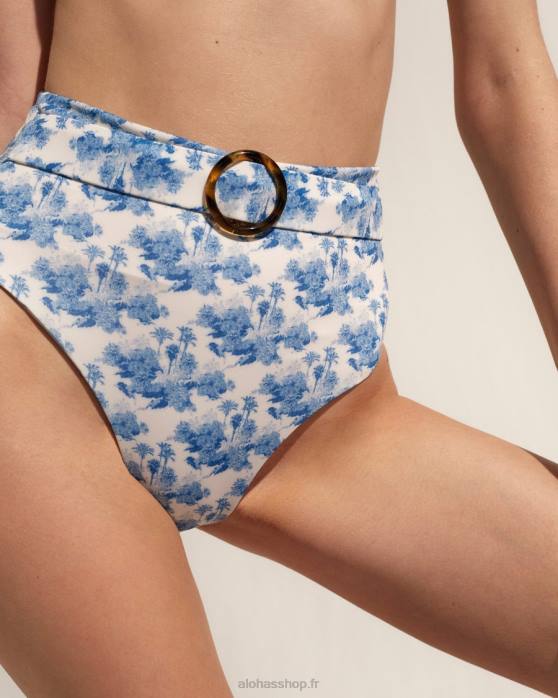 femmes toile de jouy P64N851 Alohas le cylindre - bas de maillot de bain en nylon recyclé bleu et blanc