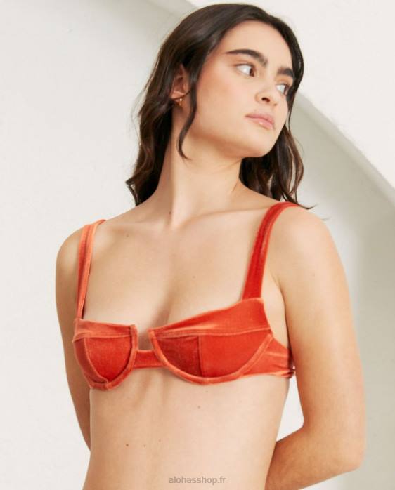 femmes velours pomelo orange P64N823 Alohas the loop - haut de bikini en velours orange