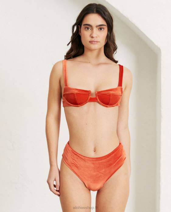 femmes velours pomelo orange P64N837 Alohas le pentagone - bas de bikini en velours orange