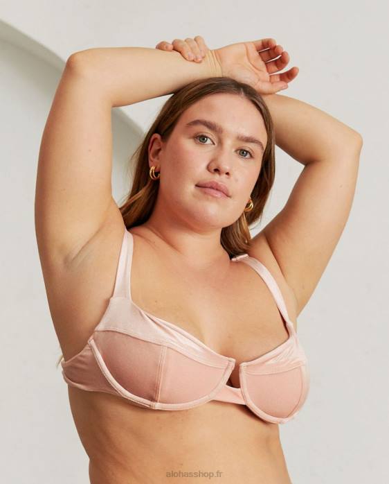 femmes velours rose pâle P64N824 Alohas the loop - haut de bikini en velours rose