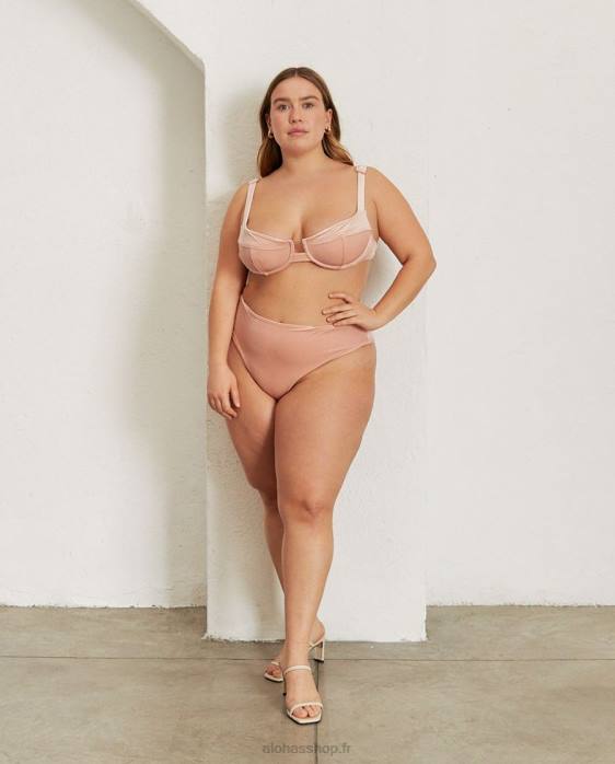 femmes velours rose pâle P64N893 Alohas le pentagone - bas de bikini en velours rose