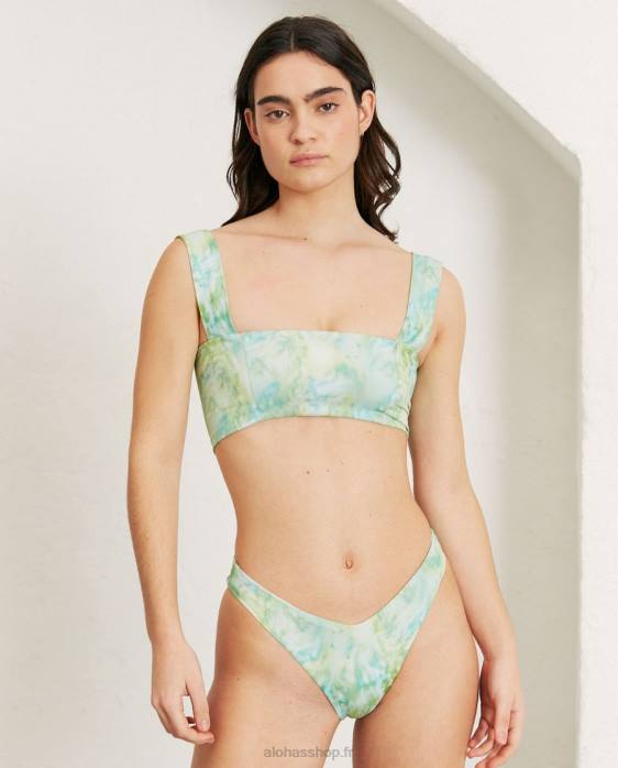 femmes vert aquarelle P64N1012 Alohas le carré - haut de maillot de bain nylon recyclé vert