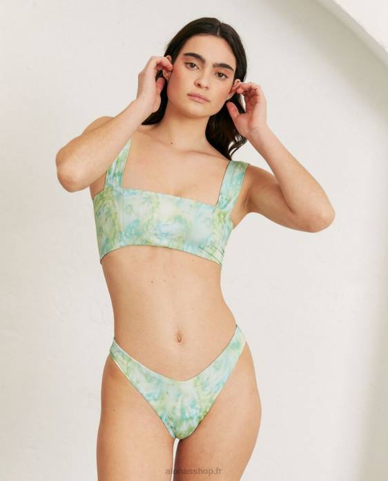 femmes vert aquarelle P64N1012 Alohas le carré - haut de maillot de bain nylon recyclé vert