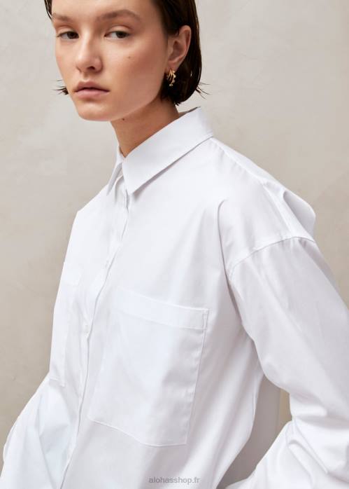 femmes blanc P64N626 Alohas domenica - chemise en coton blanc