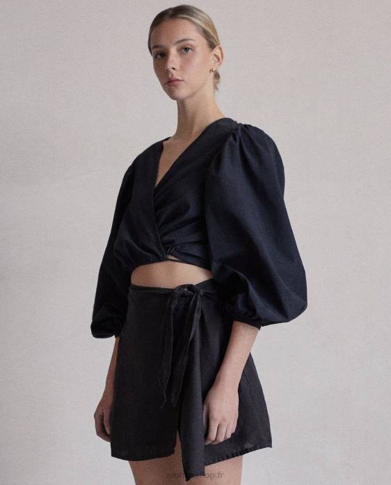femmes noir P64N739 Alohas éblouissant - haut en coton noir
