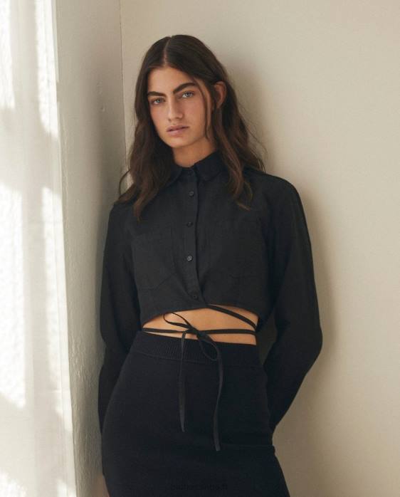 femmes noir P64N835 Alohas boule de feu - chemise en coton noir