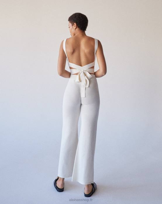 femmes Ivoire P64N700 Alohas easy large - pantalon en maille blanc