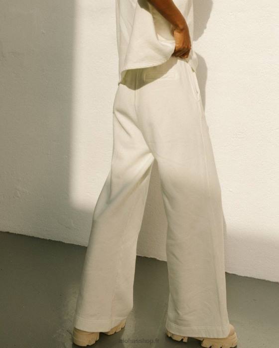 femmes Ivoire P64N795 Alohas ristretto - pantalon en coton blanc