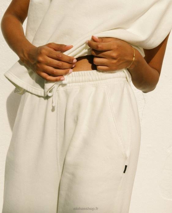 femmes Ivoire P64N795 Alohas ristretto - pantalon en coton blanc