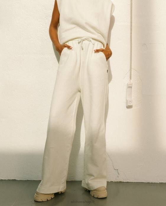 femmes Ivoire P64N795 Alohas ristretto - pantalon en coton blanc
