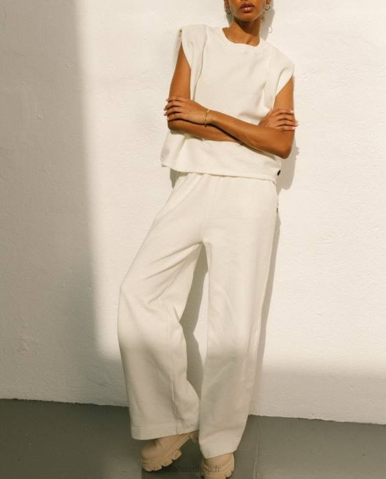 femmes Ivoire P64N795 Alohas ristretto - pantalon en coton blanc