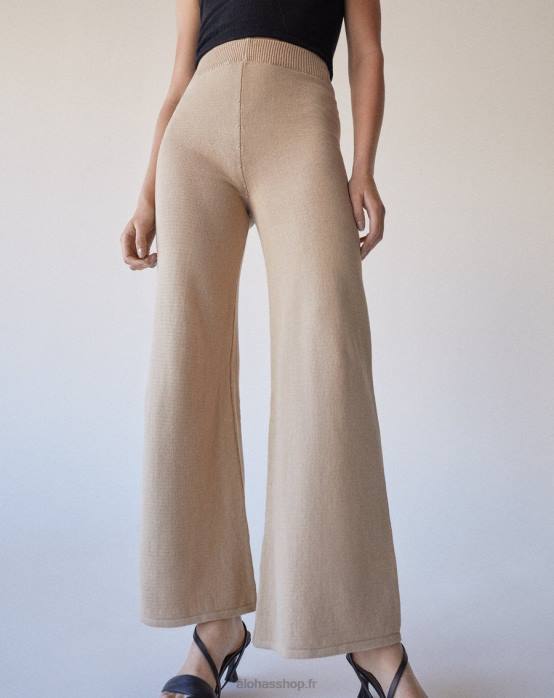 femmes beige amande grillée P64N699 Alohas easy large - pantalon en maille beige