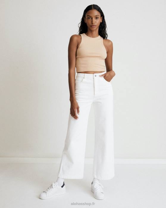 femmes blanc P64N996 Alohas piano - jean large blanc