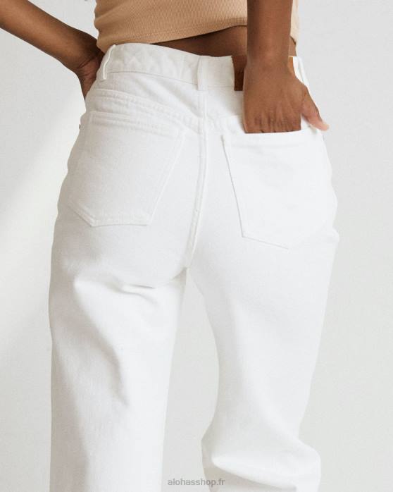 femmes blanc P64N996 Alohas piano - jean large blanc