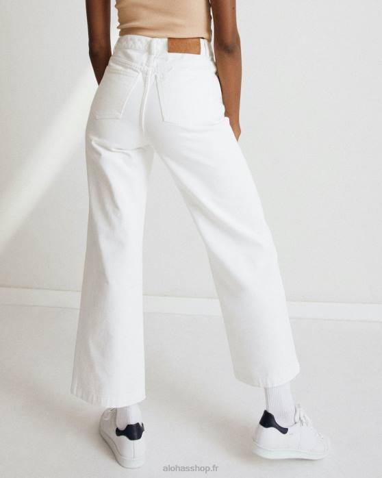 femmes blanc P64N996 Alohas piano - jean large blanc