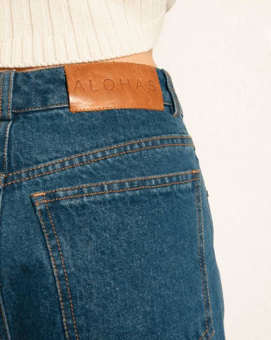 femmes bleu P64N816 Alohas lundi - jean en coton bleu
