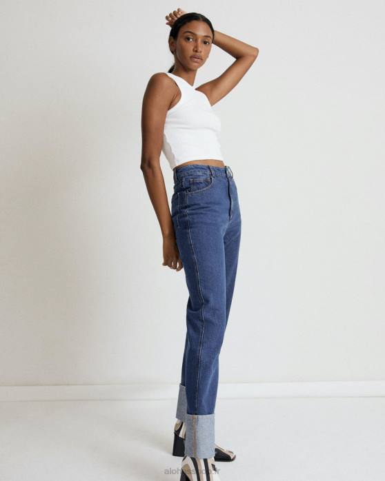 femmes bleu P64N995 Alohas dimanche - jeans en coton bleu
