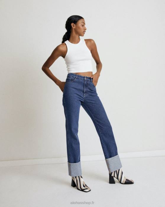 femmes bleu P64N995 Alohas dimanche - jeans en coton bleu