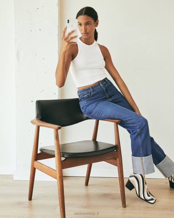 femmes bleu P64N995 Alohas dimanche - jeans en coton bleu