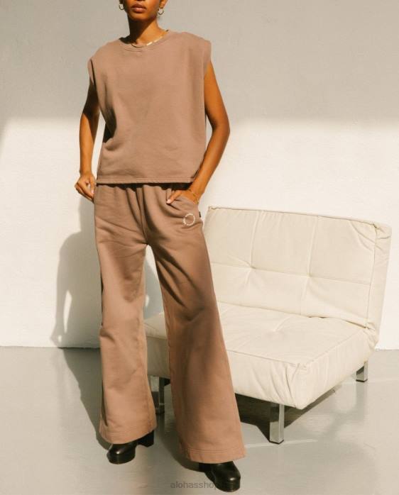 femmes brun muscade P64N797 Alohas ristretto - pantalon en coton marron