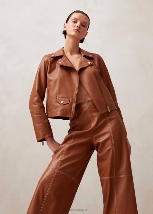 femmes chameau P64N1019 Alohas rennes - pantalon en cuir marron