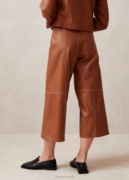 femmes chameau P64N1019 Alohas rennes - pantalon en cuir marron