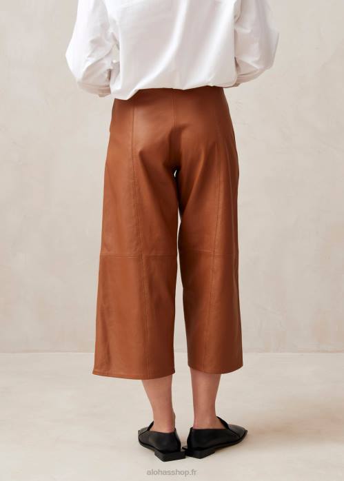 femmes chameau P64N1026 Alohas montpellier - pantalon en cuir marron