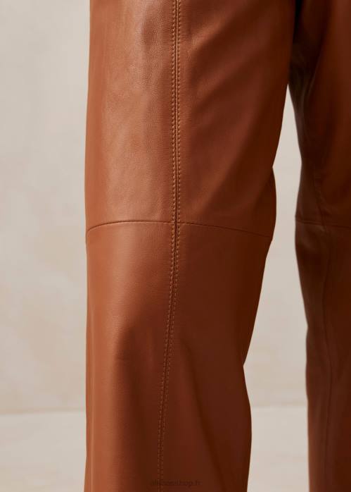 femmes chameau P64N1026 Alohas montpellier - pantalon en cuir marron
