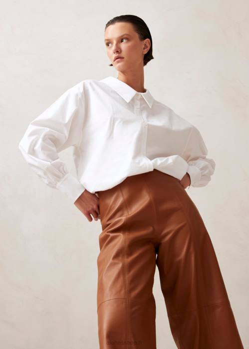 femmes chameau P64N1026 Alohas montpellier - pantalon en cuir marron