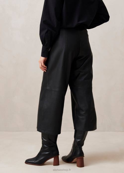 femmes noir P64N1025 Alohas montpellier - pantalon en cuir noir