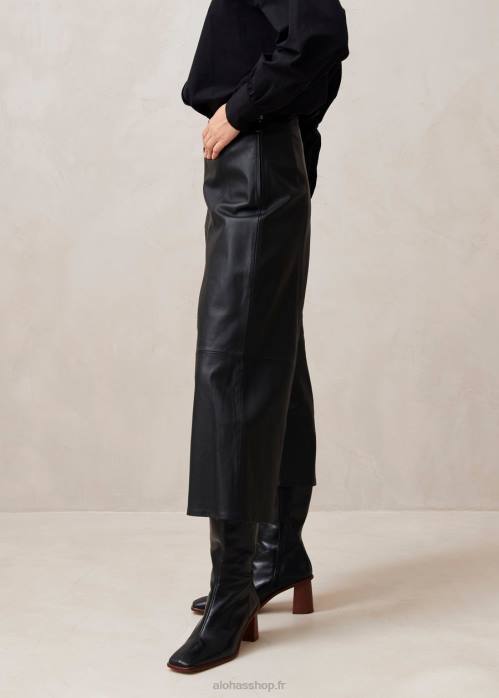 femmes noir P64N1025 Alohas montpellier - pantalon en cuir noir