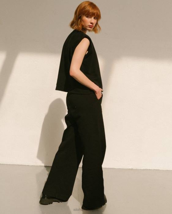 femmes noir P64N796 Alohas ristretto - pantalon en coton noir