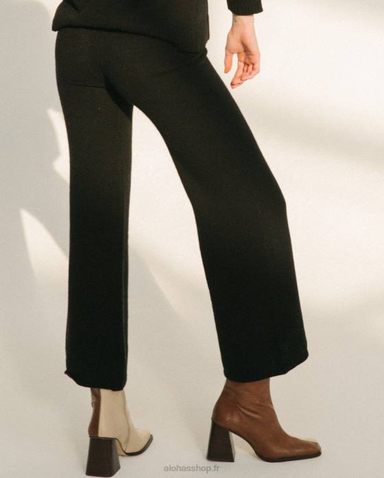 femmes noir P64N914 Alohas chute facile - pantalon en tricot noir
