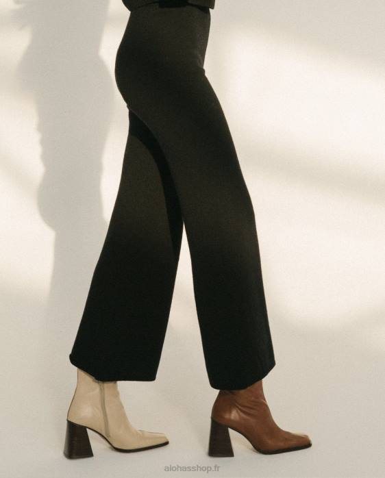 femmes noir P64N914 Alohas chute facile - pantalon en tricot noir