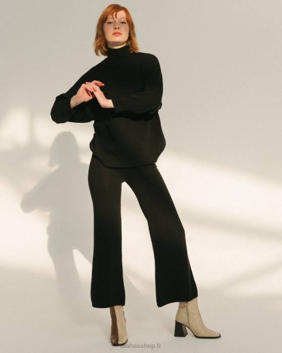 femmes noir P64N914 Alohas chute facile - pantalon en tricot noir