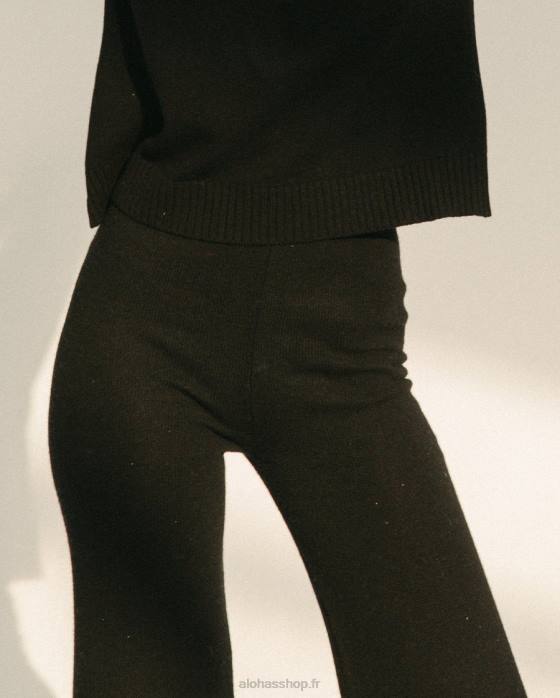 femmes noir P64N914 Alohas chute facile - pantalon en tricot noir