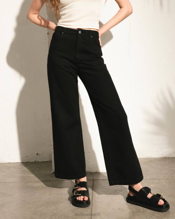 femmes noir P64N997 Alohas piano - jeans en coton noir