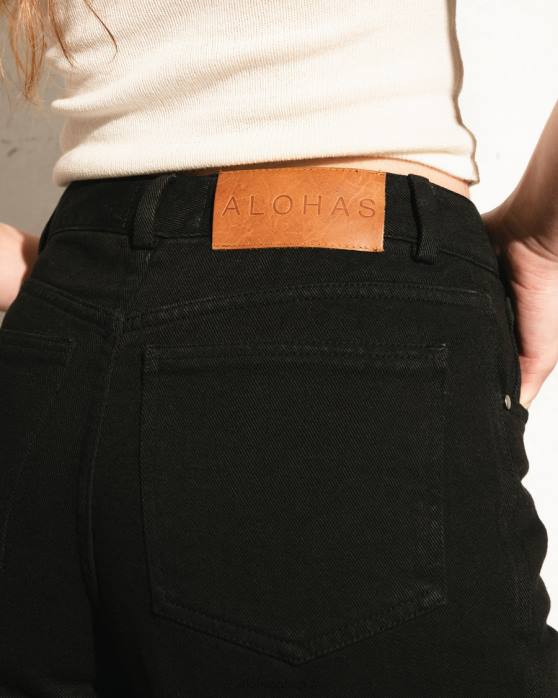 femmes noir P64N997 Alohas piano - jeans en coton noir