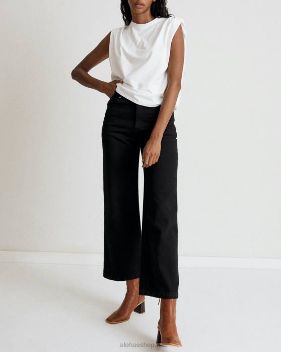 femmes noir P64N997 Alohas piano - jeans en coton noir