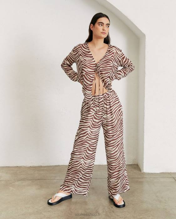 femmes noix de muscade safari P64N821 Alohas cliffhanger safari - pantalon marron et blanc