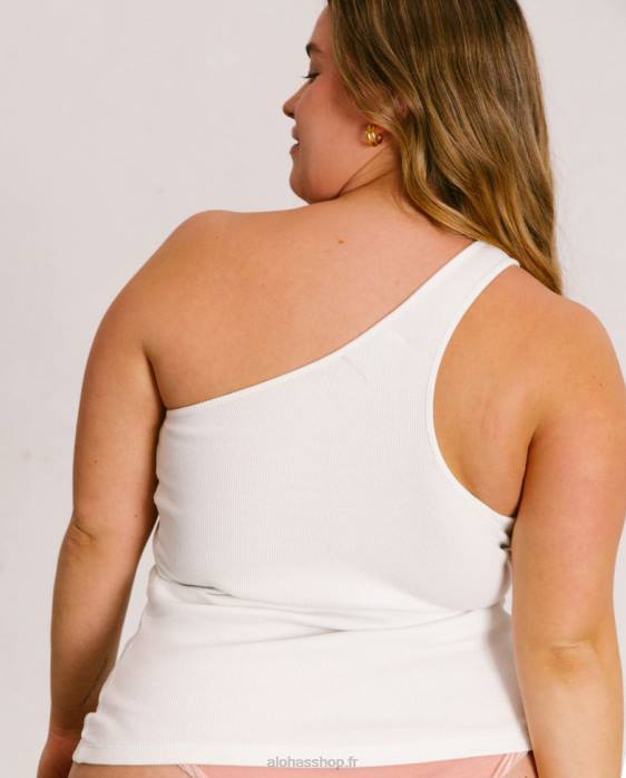 femmes Ivoire P64N847 Alohas cortado - haut en coton blanc