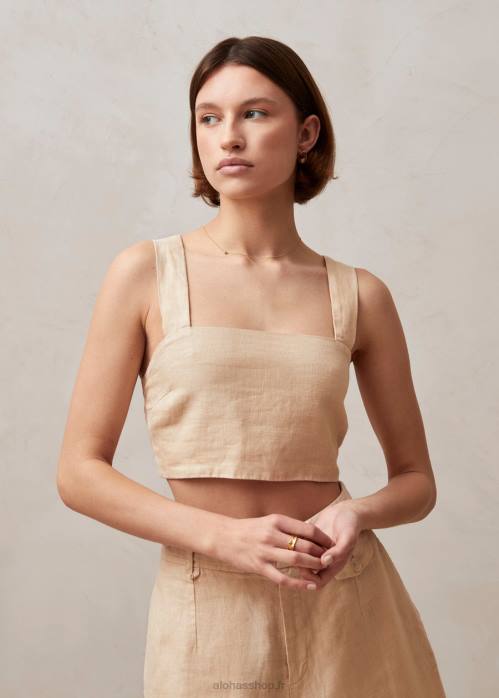 femmes beige lin P64N612 Alohas rai - haut en lin beige