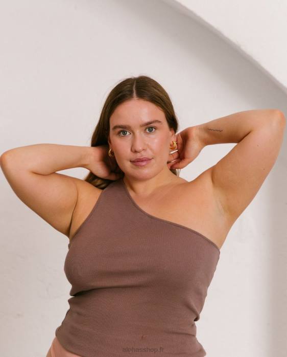 femmes brun muscade P64N846 Alohas cortado - haut en coton marron