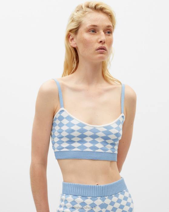 femmes jacquard bleu bleuet P64N865 Alohas snug - haut en tricot bleu