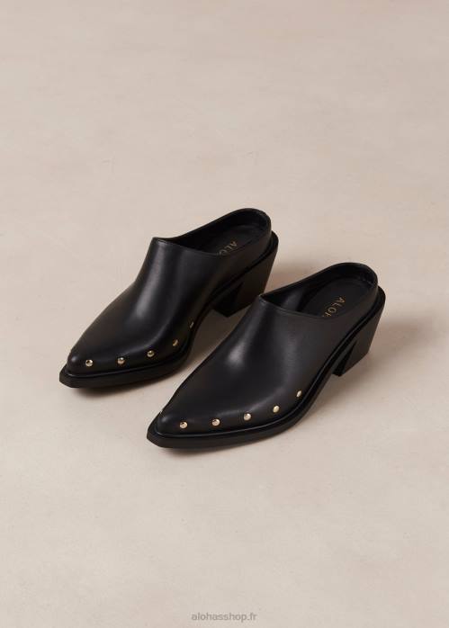 femmes noir P64N293 Alohas lorenzo - mules en cuir noir