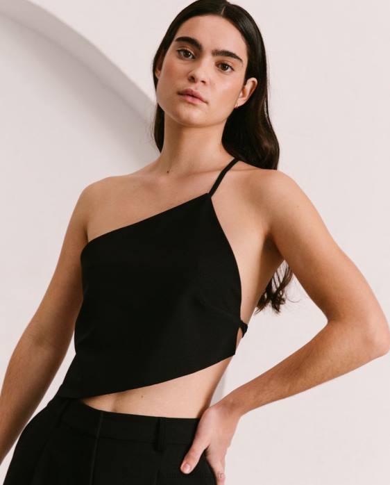 femmes noir P64N810 Alohas mélodrame - haut en coton noir