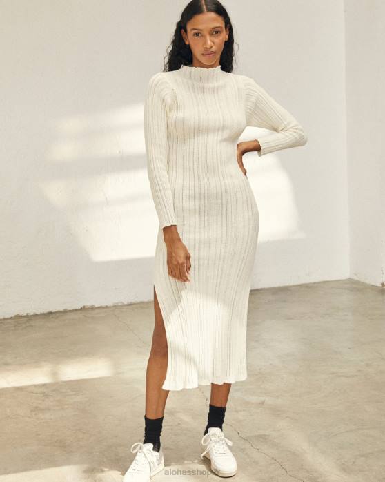 femmes Ivoire P64N648 Alohas donna - robe en maille blanche